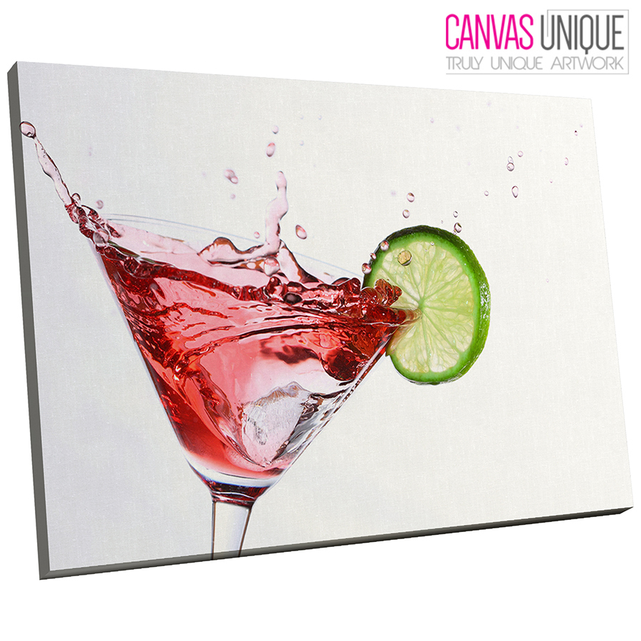 Ab132 Modern Cocktail Splash Red Abstract Canvas Wall Art Framed 