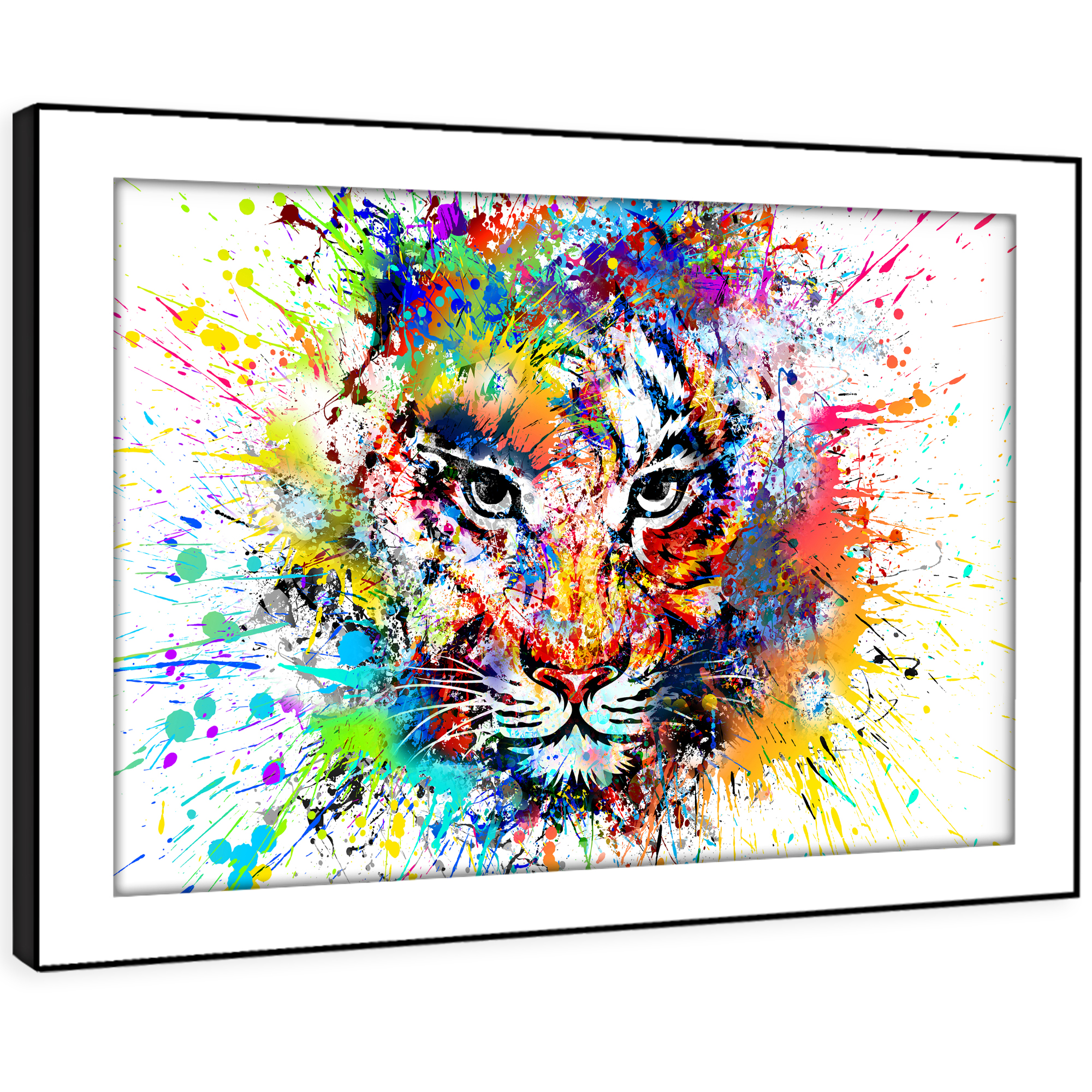 A723 Yellow Red Tiger Abstract Funky Animal Framed Wall Art Large Picture Prints Ebay