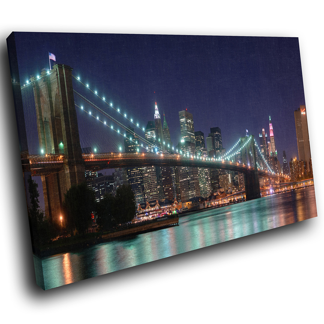 Brooklyn Bridge New York Scenic Canvas Wall Art Large Picture Prints | EBay